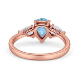 Three Stone Teardrop Pear Art Deco Wedding Engagement Ring 925 Sterling Silver