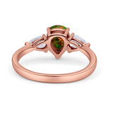 Three Stone Teardrop Pear Art Deco Wedding Engagement Ring 925 Sterling Silver