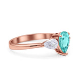 Three Stone Teardrop Pear Art Deco Wedding Engagement Ring 925 Sterling Silver