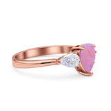 Three Stone Teardrop Pear Art Deco Wedding Engagement Ring 925 Sterling Silver