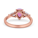 Three Stone Teardrop Pear Art Deco Wedding Engagement Ring 925 Sterling Silver