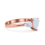 Three Stone Teardrop Pear Art Deco Wedding Engagement Ring 925 Sterling Silver