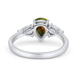 Three Stone Teardrop Pear Art Deco Wedding Engagement Ring 925 Sterling Silver