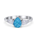 Three Stone Teardrop Pear Art Deco Wedding Engagement Ring 925 Sterling Silver