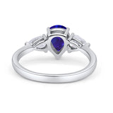 Three Stone Teardrop Pear Art Deco Wedding Engagement Ring 925 Sterling Silver