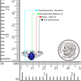 Three Stone Teardrop Pear Art Deco Wedding Engagement Ring 925 Sterling Silver