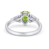 Three Stone Teardrop Pear Art Deco Wedding Engagement Ring 925 Sterling Silver