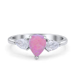 Three Stone Teardrop Pear Art Deco Wedding Engagement Ring 925 Sterling Silver