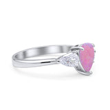 Three Stone Teardrop Pear Art Deco Wedding Engagement Ring 925 Sterling Silver