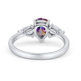 Three Stone Teardrop Pear Art Deco Wedding Engagement Ring 925 Sterling Silver