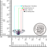 Three Stone Teardrop Pear Art Deco Wedding Engagement Ring 925 Sterling Silver