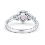 Three Stone Teardrop Pear Art Deco Wedding Engagement Ring 925 Sterling Silver
