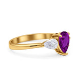 Three Stone Teardrop Pear Art Deco Wedding Engagement Ring 925 Sterling Silver