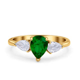 Three Stone Teardrop Pear Art Deco Wedding Engagement Ring 925 Sterling Silver