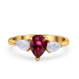 Three Stone Teardrop Pear Art Deco Wedding Engagement Ring 925 Sterling Silver