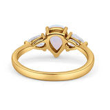 Three Stone Teardrop Pear Art Deco Wedding Engagement Ring 925 Sterling Silver