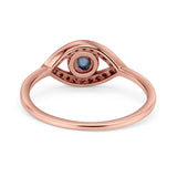 Halo Eye Evil Ring Round Simulated Pave Blue Sapphire Cubic Zirconia 925 Sterling Silver