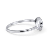 Halo Eye Evil Ring Round Simulated Pave Blue Sapphire Cubic Zirconia 925 Sterling Silver