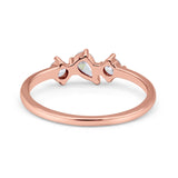 Stacking Three Stone Pear Fashionable Engagement Wedding Ring Band Round Cubic Zirconia 925 Sterling Silver