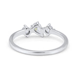 Stacking Three Stone Pear Fashionable Engagement Wedding Ring Band Round Cubic Zirconia 925 Sterling Silver