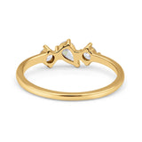 Stacking Three Stone Pear Fashionable Engagement Wedding Ring Band Round Cubic Zirconia 925 Sterling Silver