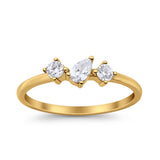 Stacking Three Stone Pear Fashionable Engagement Wedding Ring Band Round Cubic Zirconia 925 Sterling Silver