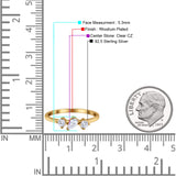 Stacking Three Stone Pear Fashionable Engagement Wedding Ring Band Round Cubic Zirconia 925 Sterling Silver