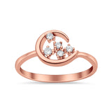 Fashionable Universe Cute Moon Engagement Wedding Round Simulated Cubic Zirconia 925 Sterling Silver