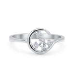 Fashionable Universe Cute Moon Engagement Wedding Round Simulated Cubic Zirconia 925 Sterling Silver