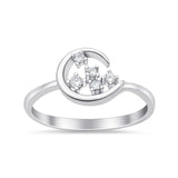 Fashionable Universe Cute Moon Engagement Wedding Round Simulated Cubic Zirconia 925 Sterling Silver