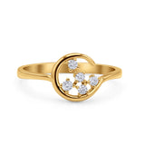 Fashionable Universe Cute Moon Engagement Wedding Round Simulated Cubic Zirconia 925 Sterling Silver