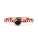 Beaded Round Thumb Ring Oxidized Lab Created Opal 925 Sterling Silver