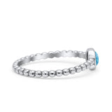 Beaded Round Thumb Ring Oxidized Lab Created Opal 925 Sterling Silver