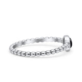 Beaded Round Thumb Ring Oxidized Lab Created Opal 925 Sterling Silver