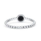 Beaded Round Thumb Ring Oxidized Lab Created Opal 925 Sterling Silver