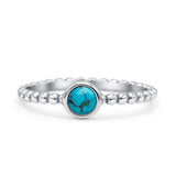 Beaded Round Thumb Ring Oxidized Lab Created Opal 925 Sterling Silver