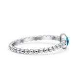 Beaded Round Thumb Ring Oxidized Lab Created Opal 925 Sterling Silver