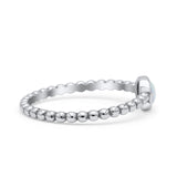 Beaded Round Thumb Ring Oxidized Lab Created Opal 925 Sterling Silver
