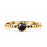 Beaded Round Thumb Ring Oxidized Lab Created Opal 925 Sterling Silver