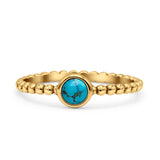 Beaded Round Thumb Ring Oxidized Lab Created Opal 925 Sterling Silver