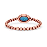 Beaded Oxidized Thumb Ring Oval Statement Fashion Ring Band Lab Created Opal 925 Sterling Silver
