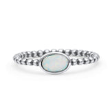 Beaded Oxidized Thumb Ring Oval Statement Fashion Ring Band Lab Created Opal 925 Sterling Silver