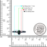 Art Deco Oval Simulated Cubic Zirconia Wedding Engagement Ring Solid 925 Sterling Silver