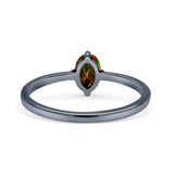 Art Deco Oval Simulated Cubic Zirconia Wedding Engagement Ring Solid 925 Sterling Silver