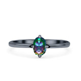 Art Deco Oval Simulated Cubic Zirconia Wedding Engagement Ring Solid 925 Sterling Silver