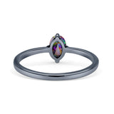 Art Deco Oval Simulated Cubic Zirconia Wedding Engagement Ring Solid 925 Sterling Silver