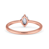 Art Deco Oval Simulated Cubic Zirconia Wedding Engagement Ring Solid 925 Sterling Silver