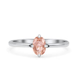 Art Deco Oval Simulated Cubic Zirconia Wedding Engagement Ring Solid 925 Sterling Silver