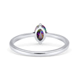 Art Deco Oval Simulated Cubic Zirconia Wedding Engagement Ring Solid 925 Sterling Silver