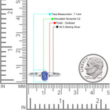 Art Deco Oval Simulated Cubic Zirconia Wedding Engagement Ring Solid 925 Sterling Silver